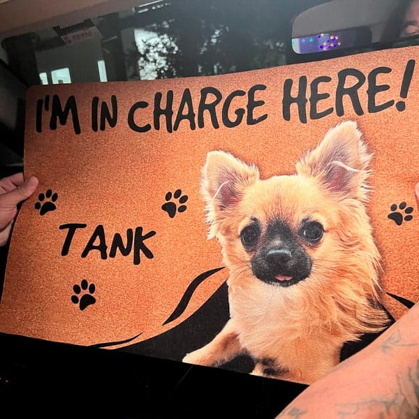 Personalized Dog Photo Doormat - No Need To Knock We Know You're Here photo review