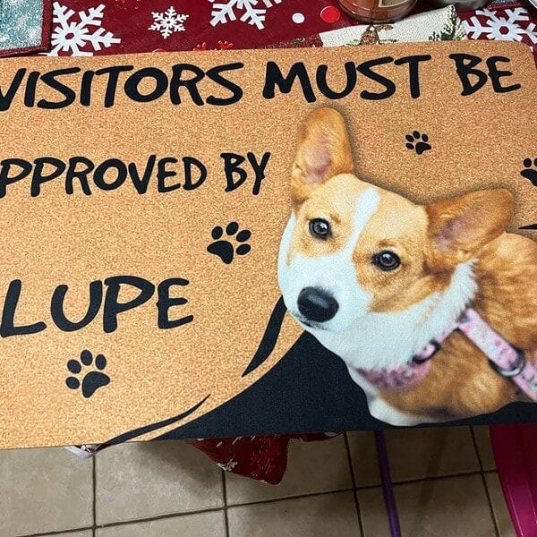 Custom Dog Photo Doormat - Visitors Must Be Approved By Welcome Mat photo review