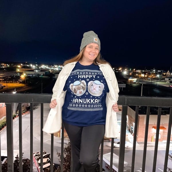 Happy Hanucat - Cat Photo Ugly Hanukkah Sweater photo review