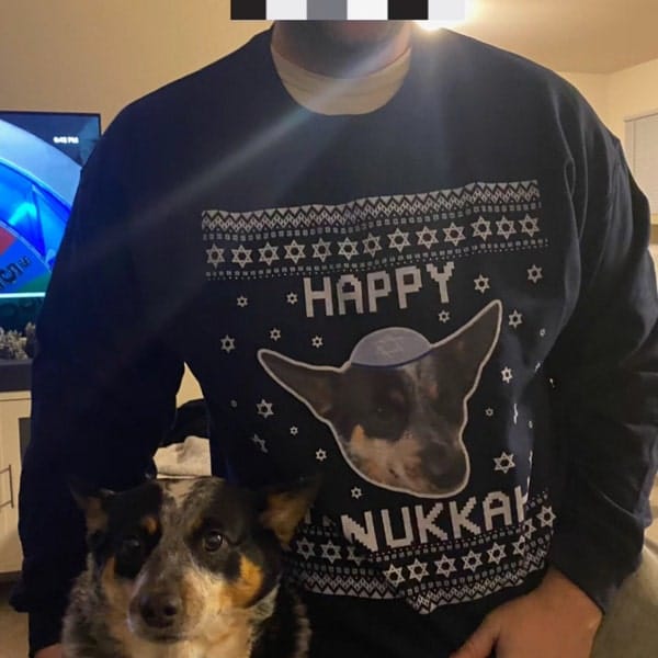 Happy Hanucat - Cat Photo Ugly Hanukkah Sweater photo review