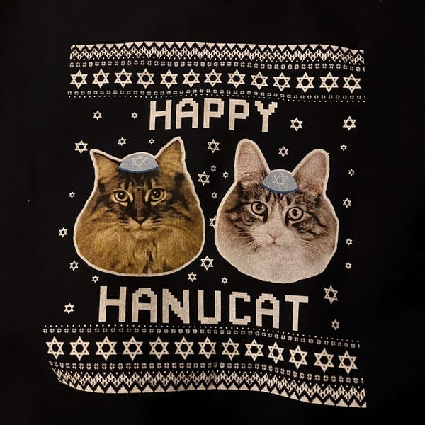 Happy Hanucat - Cat Photo Ugly Hanukkah Sweater photo review