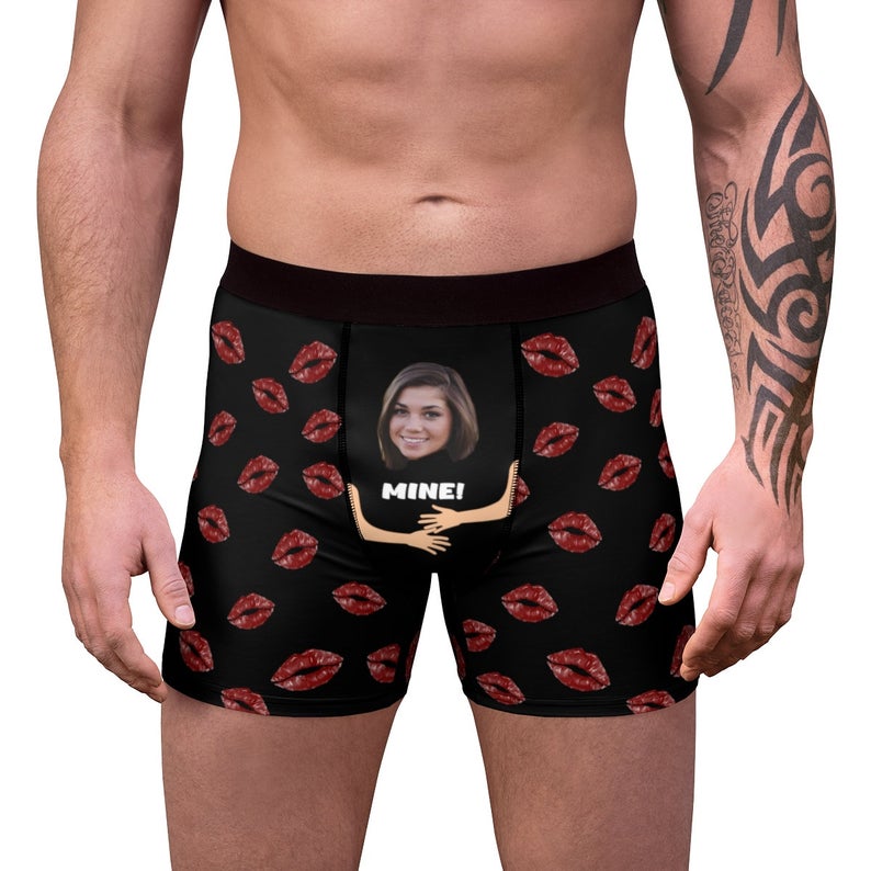 Customized Underwear with Wife for Him, Custom Boxers for Men with