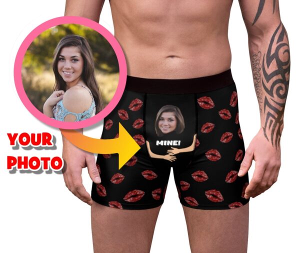 Custom Face Photo Men's Underwear Personalized Picture Boxer Briefs Funny Valentine's Day Gift