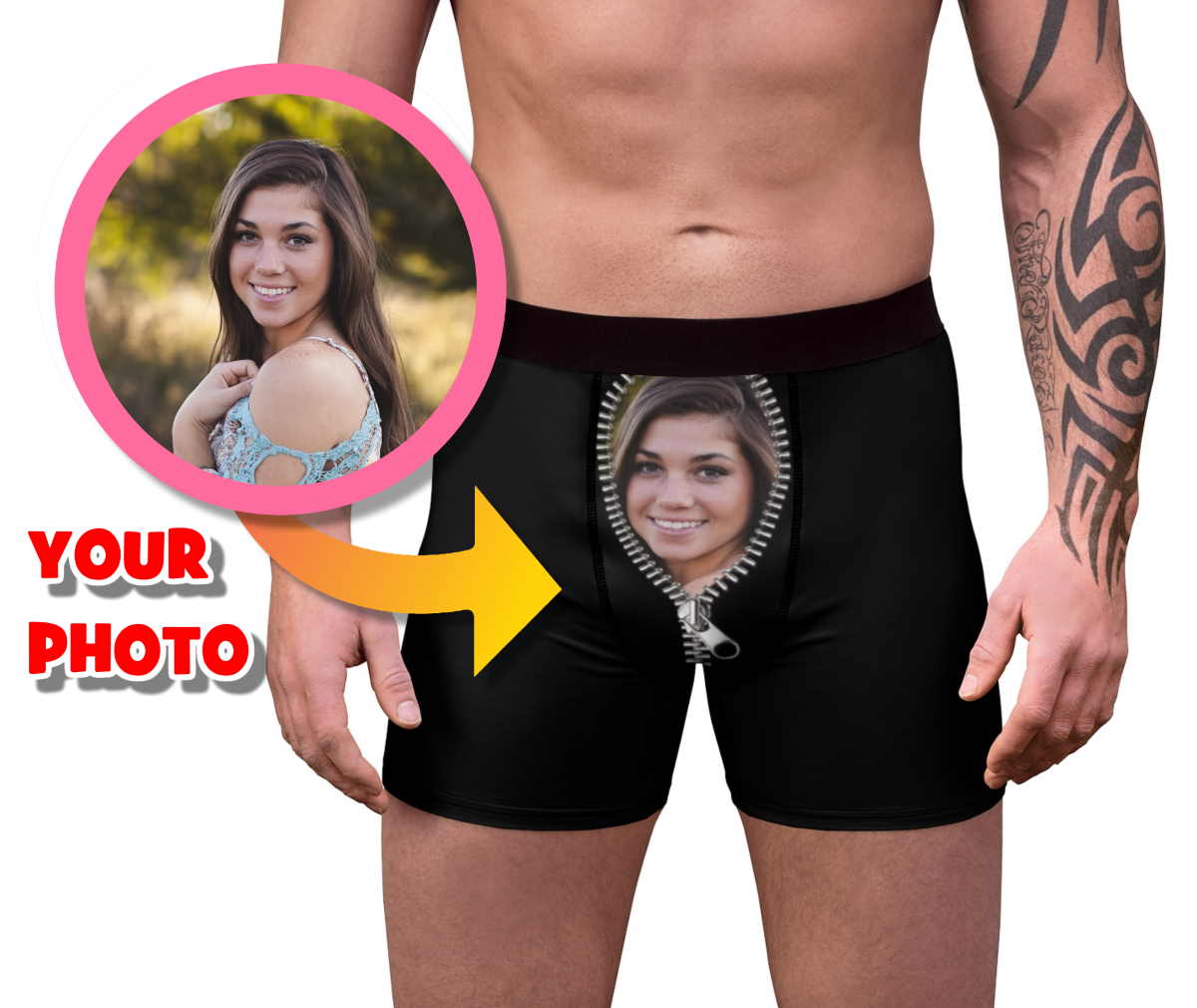 Your Face on Custom Men's Boxers with Zipper - Personalized Underwear