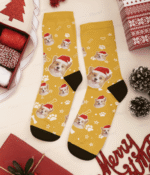 Yellow Socks Custom Dog Face Christmas Socks - Personalized Dog Socks