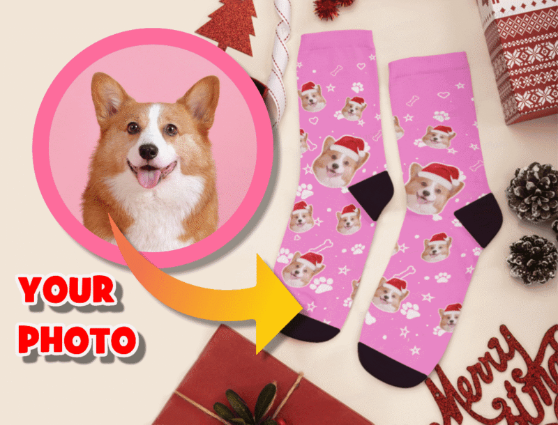 Custom Dog Face Personalized Socks Custom Dog Face Christmas Socks - Personalized Dog Socks