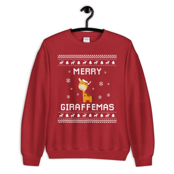 Red Unisex Giraffe Ugly Christmas Sweater Merry Giraffemas