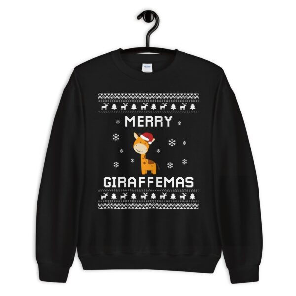 Black Unisex Giraffe Ugly Christmas Sweater Merry Giraffemas