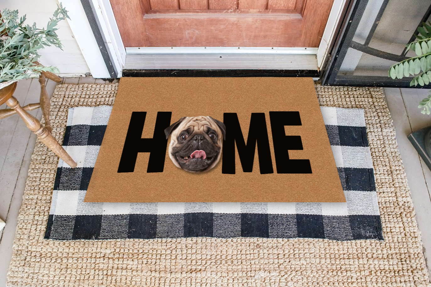 Dog Welcome Mat, Rustic Door Mat, Front Door Mat, Housewarming Gift, G