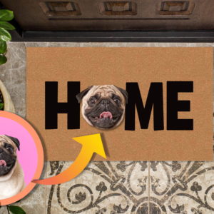 Custom Dog Face Photo HOME Welcome Doormat Housewarming Gift