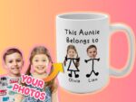 This-Auntie-Belongs-to-Custom-Kids-Photo-Mug-Gift-for-Aunts-Birthday-from-Niece-or-Nephew-Personalized-Coffee-Mug-for-Auntie 2 Personalized Aunt Coffee Mug Gift from Niece or Nephew