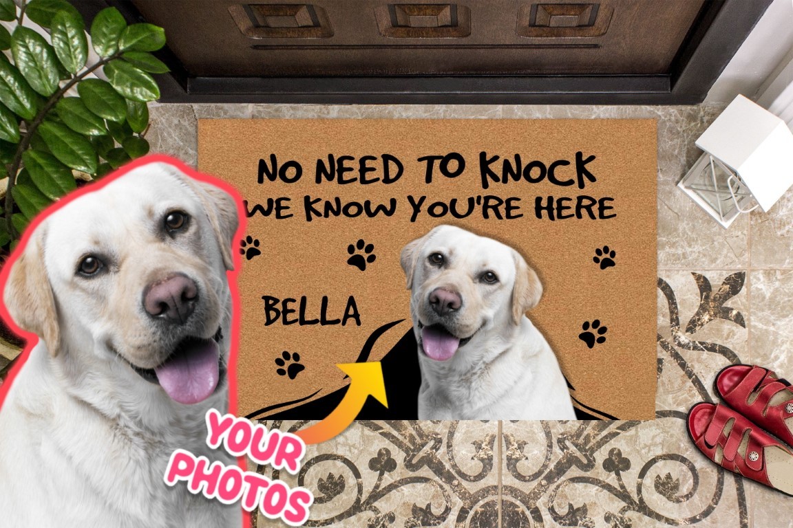 Before You Break Into My House Custom photo Dog Doormat N369 888588 —  GeckoCustom