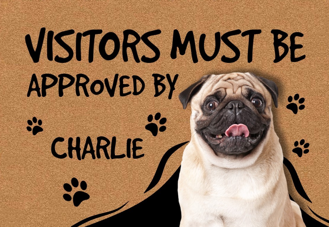 Custom Dog Photo Doormat - Visitors Must Be Approved By Welcome Mat