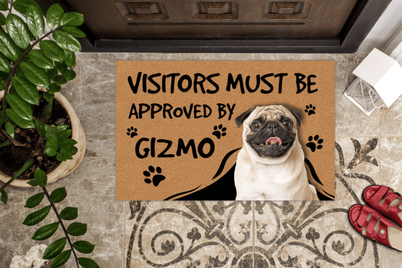Vvisitors must be approved by dog Funny dog picture doormat Gift visitors-must-be-approved-by-dog-Funny-dog-picture-doormat