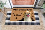 Personalized Dog Photo Doormat I'm in Charge Here
