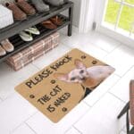 Personalized Sphynx Cat Doormat - Please Knock The Cat is Naked