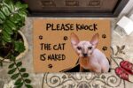 Personalized Sphynx Cat Doormat - Please Knock The Cat is Naked