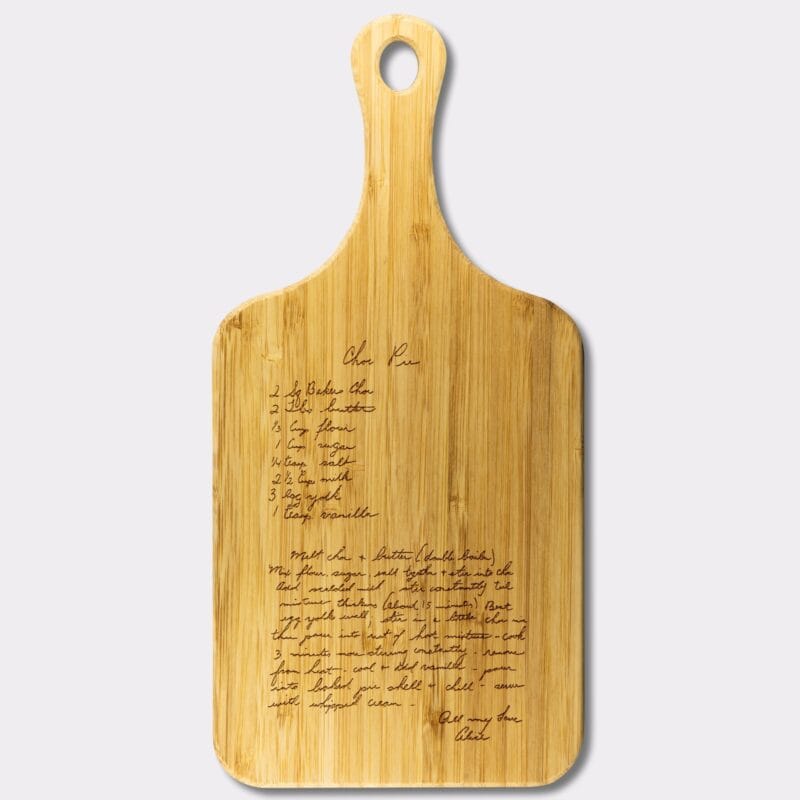 Custom Handwritten Grandma's Recipe on Cuttin Board Engraved
