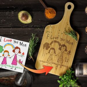 Personalized Engraved Kids Drawing Cutting Board Gift for Mom