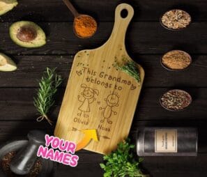 Custom Grandma Cutting Board with grandchildren names engraved