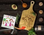 Personalized Engraved Kids Drawing Cutting Board Gift for Mom