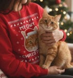 meowy-christmas-cat-photo-ugly-christmas-sweater-personalized-holiday-gift Cat Photo Ugly Christmas Sweater – Meowy Christmas personalized holiday sweatshirt with custom cat face print, funny Xmas gift for cat lovers and festive parties