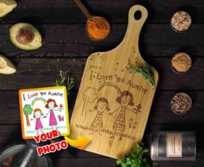 Engraved Kids Drawing Cutting Board Gift for Aunt - A Custom Idea from Niece or Nephew