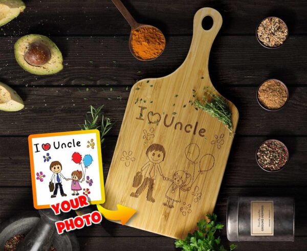 Custom Uncle Cutting Board Gift idea from Niece or Nephew