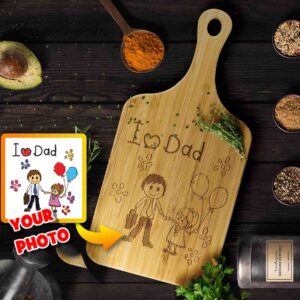 Engraved Kids Drawing Cutting Board Gift for Dads for Father's Day