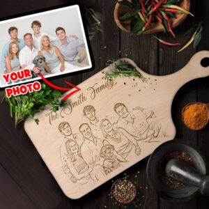 Engraved Family Picture on Wood Cutting Board, Housewarming or Realtor New Home Closing Gift
