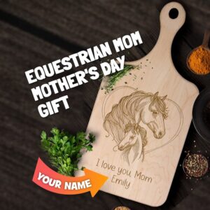 Equestrian Mom: Personalized Horse Themed Cutting Board Gift for Mother's Day