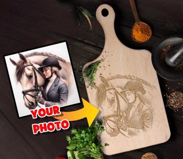 Horse Photo Cutting Board - Personalized Gift for Horse Lovers