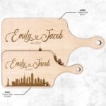 City Skyline Wedding Venue Cutting Board with Names & Date