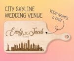 City Skyline Wedding Venue Cutting Board with Names & Date