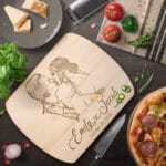 Custom Wedding Portrait Photo Cutting Board: Heart-Connected Names