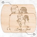 Custom Wedding Portrait Photo Cutting Board: Heart-Connected Names