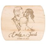Custom Wedding Portrait Photo Cutting Board: Heart-Connected Names