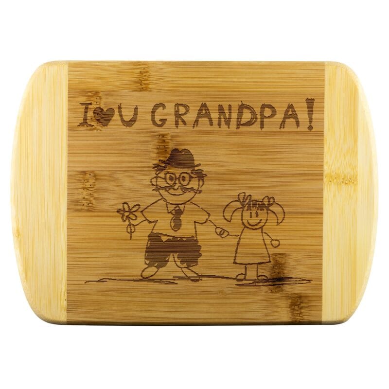 Engraved Kids Drawing Cutting Board Gift for Grandpas