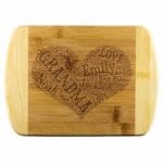 Grandma Cutting Board Word Art Heart Shaped - Gift for Mother's Day