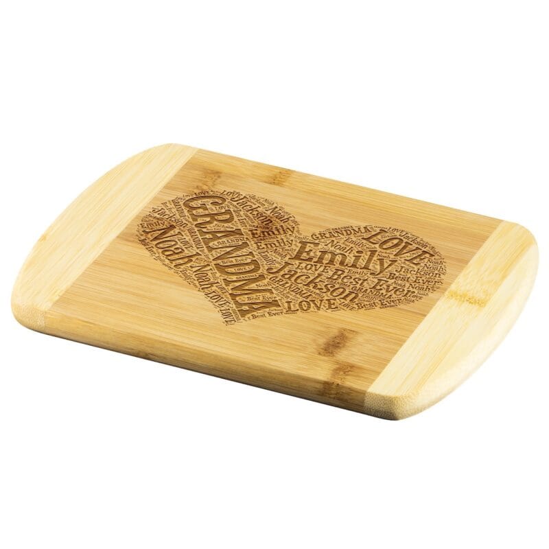 Grandma Cutting Board Word Art Heart Shaped - Gift for Mother's Day