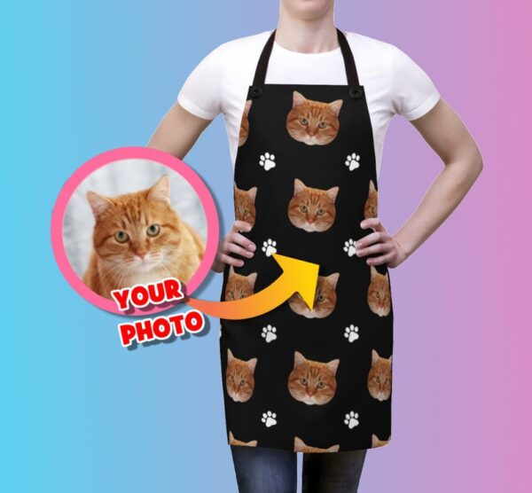 Custom Cat Face Apron - Personalized Gift for Cat Lovers