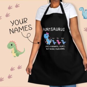Custom Dinosaur Aunt Apron - Personalized T-Rex Gift for Aunt's Day