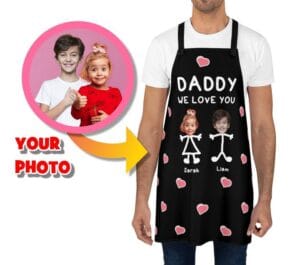 Custom Father's Day Apron: Personalized Gift with Kids' Photos - BBQ Apron for Best Dad