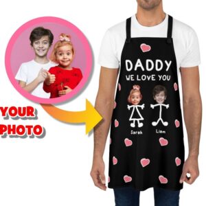 Custom Father's Day Apron: Personalized Gift with Kids' Photos - BBQ Apron for Best Dad