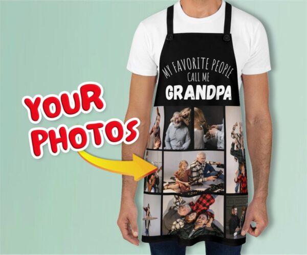 Custom Grandpa Photo Apron - Personalized Gift for Father's Day