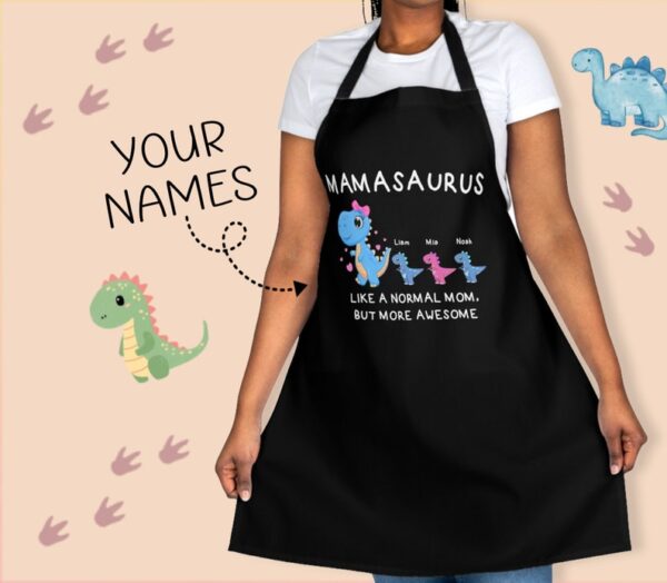 Custom Mamasaurus Apron: Personalized Dino Mom Gift