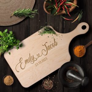 Custom Names Heart Connected Wedding Cutting Board - Personalized Anniversary Gift