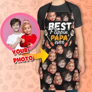 Custom Papa Apron with Kids Photos - Personalized Father's Day Gift Idea