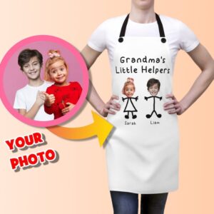 Custom Photo Apron for Grandma: Personalized Gift with Grandkids' Names & Pictures