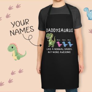 Daddysaurus Apron: Personalized Dinosaur Daddy Apron for Custom Dino Lover Gift on Father's Day